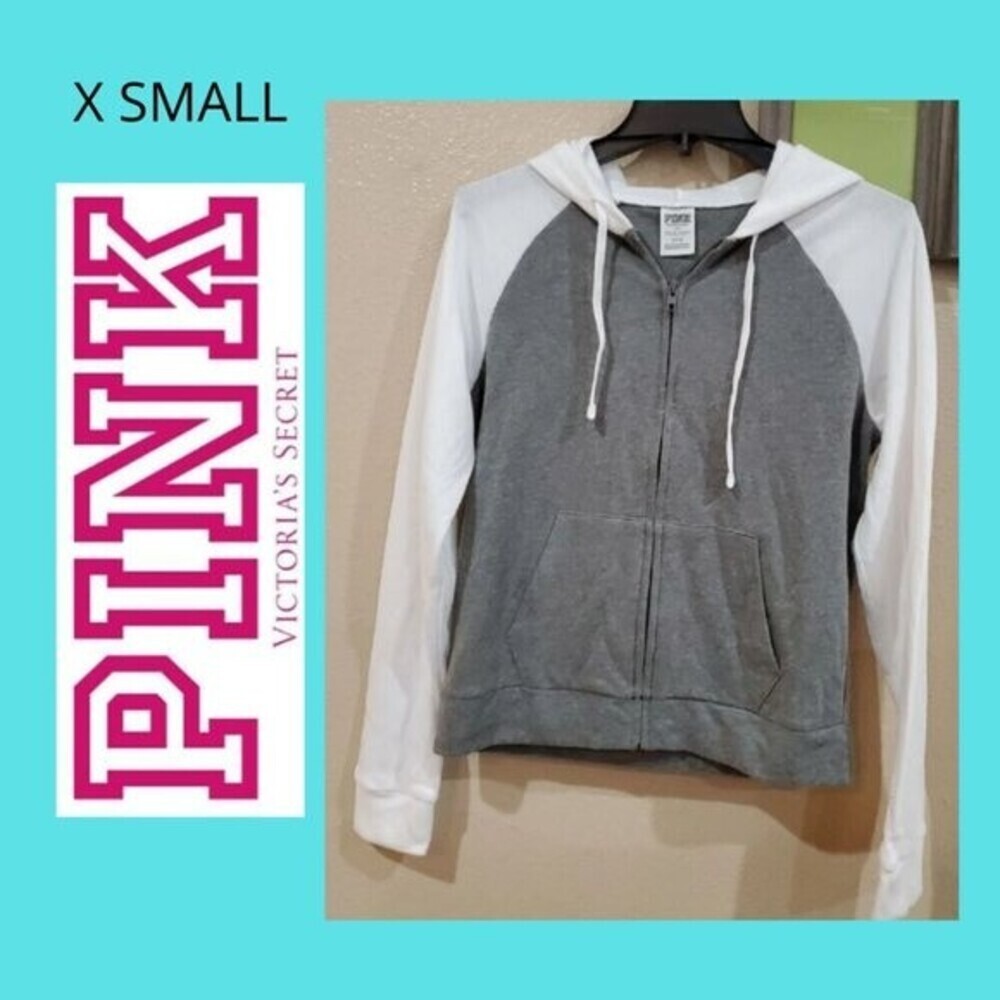COPY - PINK Victoria's Secret NWOT- Grey & White Hoodie Size XS